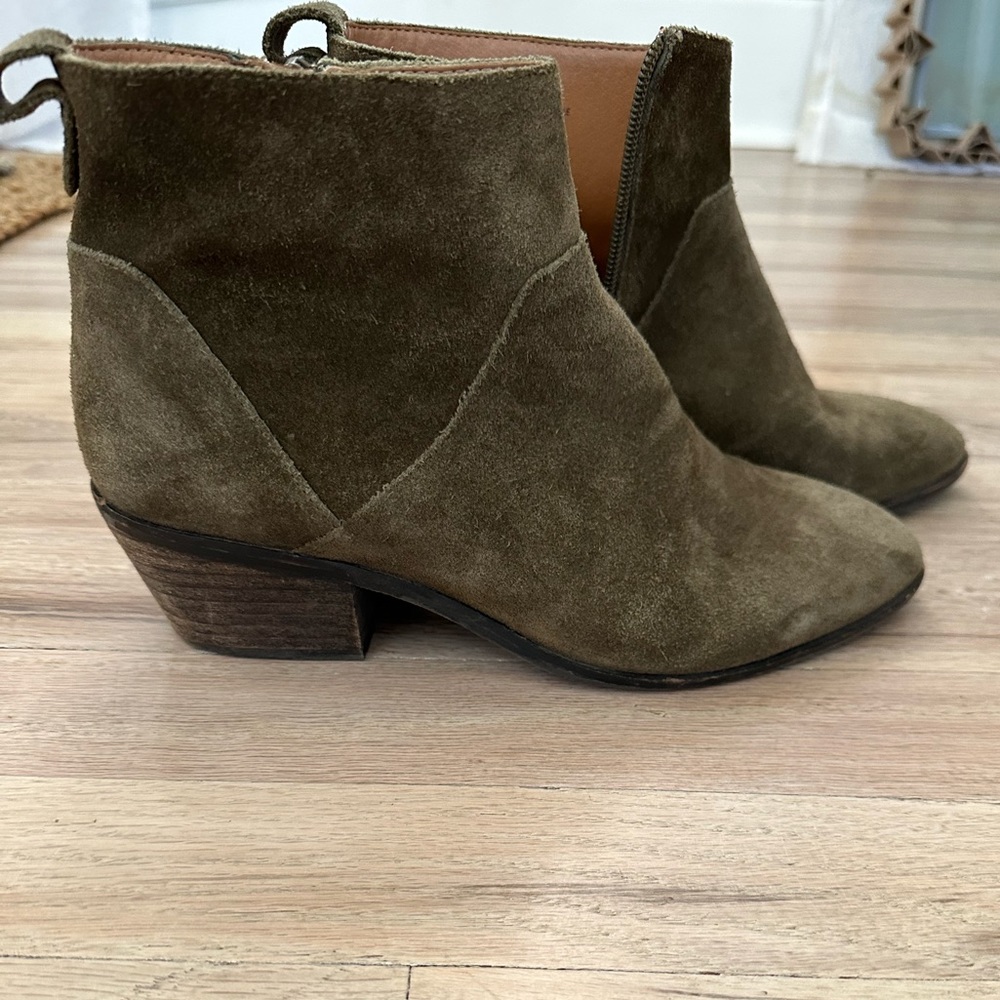 Sole Society Olive Green Suede Ankle Booties